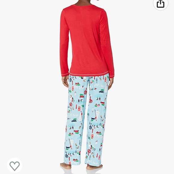 HUE Women's Printed Knit Tee and Pant 3 Piece Pajama Set - Picture 2 of 3